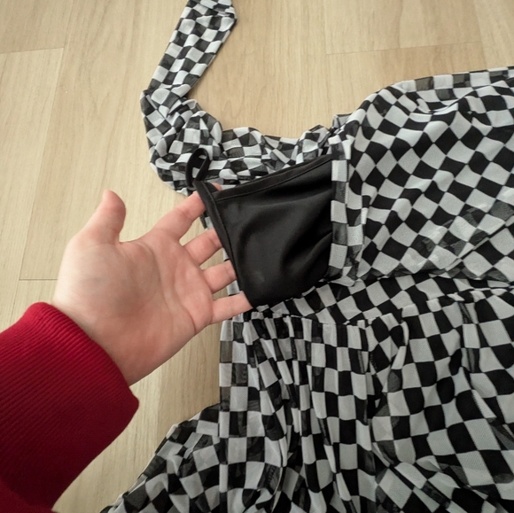 Dressed In Lala The More You Mesh Checked Dress With Slip Size L - Picture 7 of 7